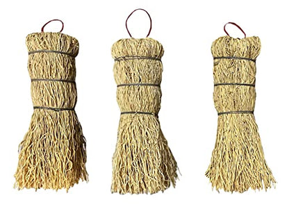 Coladera Set of 3 Natural Fiber Dish Brush Cleaners Mexican Escobetas Molcajete with Hangers Sustainable Kitchen Cleaning Scrubber Brushes for Pots Sinks and Pans Cepillo Limpia Trastes Yellow