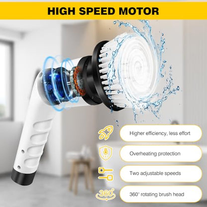 Cordless Electric Spin Power Scrubber,Handheld Electric Scrubbing Brush with 3 Replaceable Brushes, Power Scrubber Brush with Dual speeds for Bathroom,Kitchen,Corner,Sink,Bathtubs