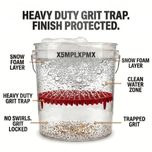 10.4" Heavy Duty Car Wash Bucket Insert (2-Pack) & Wash Mitt Kit - 10.6 oz Detailing Dirt Separator & Grit Trap, Scratch-Free Auto Wash, Fits 3.5 to 5 Gallon Buckets (Red Kit) - color: 2pack Red