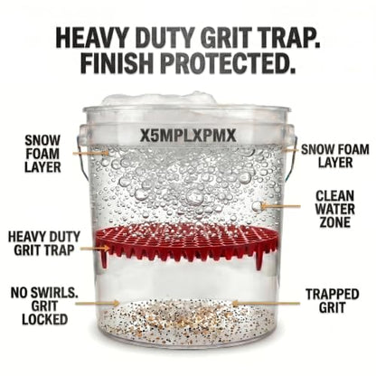 10.4" Heavy Duty Car Wash Bucket Insert (2-Pack) & Wash Mitt Kit - 10.6 oz Detailing Dirt Separator & Grit Trap, Scratch-Free Auto Wash, Fits 3.5 to 5 Gallon Buckets (Red Kit) - color: 2pack Red