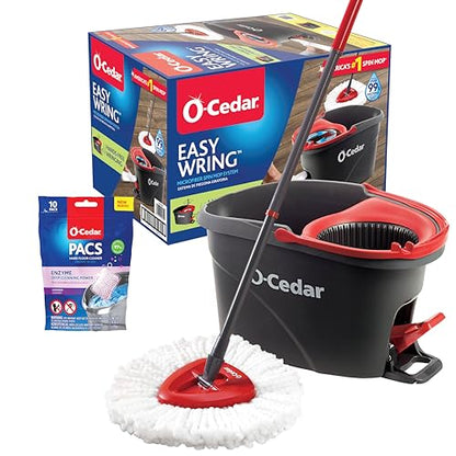 O-Cedar EasyWring Microfiber Spin Mop and Bucket Cleaning System + Lavender Pac (Variety Pack) - color: Easywring Spin Mop & Bucket + Lavender Pacs