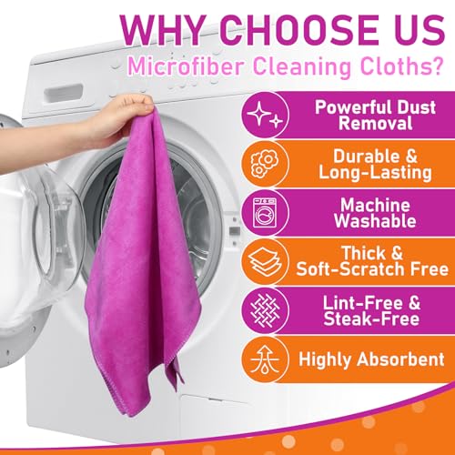 Newwiee 3 Pcs Extra Large Microfiber Cleaning Cloth 30" x 20" Washable Reusable Microfiber Towel Streak Free Lint Free Cloth for Cleaning Home Glass Office Window Bathrooms (Purple) - color: Purple