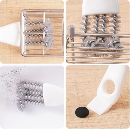 1 Pack Double-Ended Slot Cleaning Brush, Groove Crevice Cleaning Tool for Kitchen BBQ Grate Bathroom Home, White - color: White