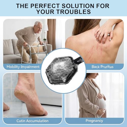 Silicone Back Scrubber for Shower, 21'' Extendable Dual-Sided Long Handle Bath Brush for Exfoliating & Massage, Non-Slip Grip, Gentle & Deep Cleansing Body Brush for Men Women
