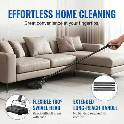 Manual Carpet Sweeper, Electric-Free Quiet Floor Sweeper with 300ml Easy-Empty Dustbin, 6.7” Cleaning Width for Pet Hair, Crumbs, Dust on Carpets, Hardwood, Tile - Home & Office Use (Black) - color: Black