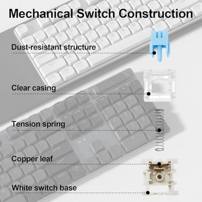 15PCS Blue Switch Replacement with 4PCS Keycap Puller Cleaning Tool Kit,3 Pin Mechanical Keyboard Switches,Dustproof and Waterproof,Accurate Typing, LED Keyboard, Gaming Keyboard