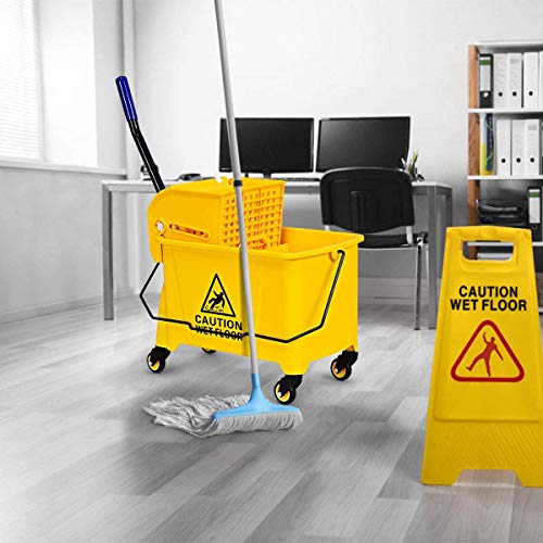 Nightcore Commercial Mop Bucket and Side Press Cleaning Wringer Portable Trolley On Wheels,All-in-one Tandem Floor Cleaning,Wavebrake. Ideal for Household,Commercial (21 Quart) - size: 21 Quart