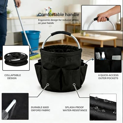 17L Foldable Storage Basket Handle Portable Multi Cleaning Bucket Bag for Outdoor Camping Home, Garden