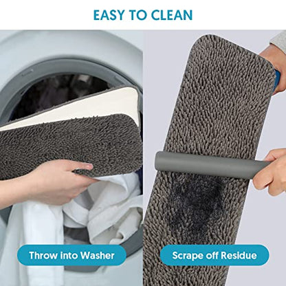 Microfibre Floor Mop for Cleaning Floors, Flat Mop for Laminate Wooden Vinyl Tile, Dust Wet Dry Use for Kitchen Bathroom Wall Cleaning with 3 Washable Chenille Pads