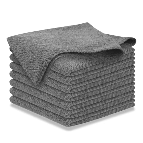 USANOOKS Microfiber Cleaning Cloth Grey - 8 Pcs (12.5"x12.5") - High Performance - 1200 Washes, Ultra Absorbent Microfiber Towel Weave Grime & Liquid for Streak-Free Mirror Shine - Car Washing Cloth - color: Gray, size: Pack of 8