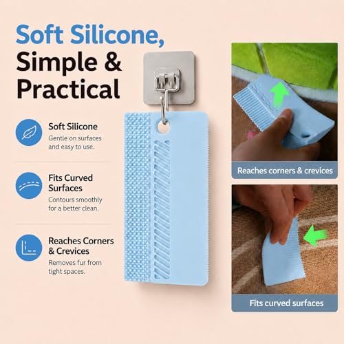2 Pack Portable Pet Dogs Cats Hair Remover Lint Removal Shaver Tool Fur Scraper Carpet Rake for Couch Furniture Car Mats Fabric Sofa Clothes Bedding Blue - color: Blue