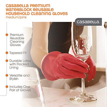 Casabella Premium Waterblock Reusable Household Cleaning Gloves, Medium (Pack of 2) - size: Medium (Pack of 2)