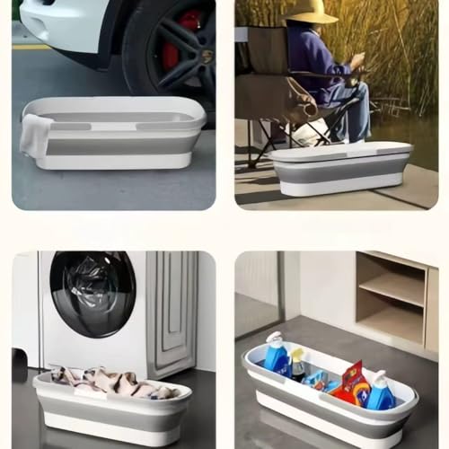 Large Flat Mop and Scalable Bucket with Wheels, 360 Rotating Microfiber Dust Mop with Dewatering Scraper, 54" Adjustable Stainless Steel (1 Mop + 6 Microfiber Pads + 1 Bucket)
