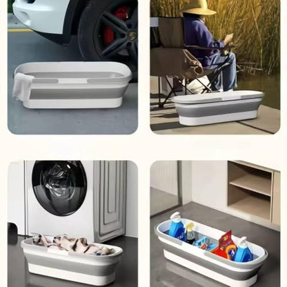 Large Flat Mop and Scalable Bucket with Wheels, 360 Rotating Microfiber Dust Mop with Dewatering Scraper, 54" Adjustable Stainless Steel (1 Mop + 6 Microfiber Pads + 1 Bucket)