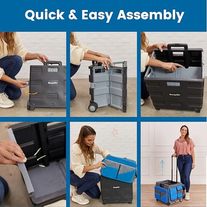 ECR4Kids Universal Rolling Cart with Canvas Organizer Bag, Mobile Storage, Blue/Grey - color: Blue