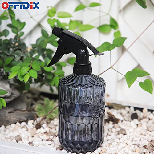 OFFIDIX Glass Spray Bottle, Fine Mist Plant Mister, Handheld Pressure Watering Can,Adjustable Nozzle Glass Spray Bottle,0.43L/15.17oz Handheld Spray Bottles for Garden Plants Cleaning Solutions（Gray） - color: D-gray