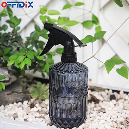 OFFIDIX Glass Spray Bottle, Fine Mist Plant Mister, Handheld Pressure Watering Can,Adjustable Nozzle Glass Spray Bottle,0.43L/15.17oz Handheld Spray Bottles for Garden Plants Cleaning Solutions（Gray） - color: D-gray