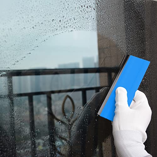 FOSHIO 6 Inch Rubber Squeegee for Kitchens, Glass, Shower and Car Windows, Film Installation Vinyl Scraper Tint Squeegee, Windshield Glass Cleaning Tool, Pack of 3 (Blue) - color: Pure Blue