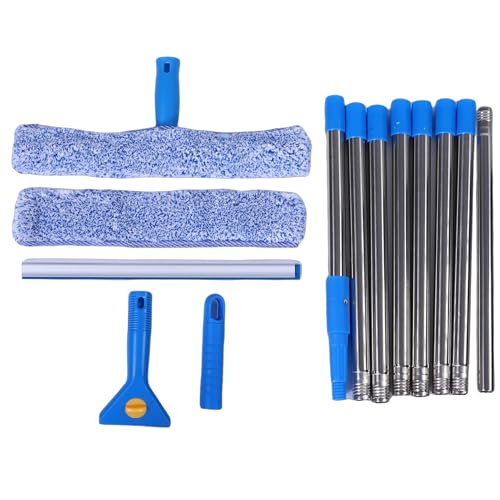 Haofy Professional Window Cleaning Kit 9.8FT Adjustable Extension Pole with Interchangeable Squeegee & Brush for High Windows Car Glass Shower Doors No Streak Cleaning Equipment Home Use