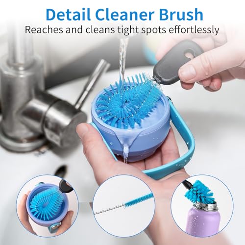 RAYMYLO Bottle Brush Cleaner with Straw Brush, 3-in-1 Long Handle Water Bottle Cleaner Brush Set, Cleaning for Narrow Neck Bottles, Sport Bottles, Baby Bottles, Tumblers Mugs, Straw Lids and Straws