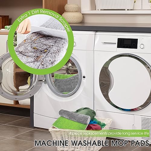 MASTERTOP Microfiber Mop - Flat Floor Mops Wet Dry Dust Mop with 4 Washable Pads & 52.4'' Stainless Steel Handle for Hardwood Laminate Tile Floor Cleaning - color: Green