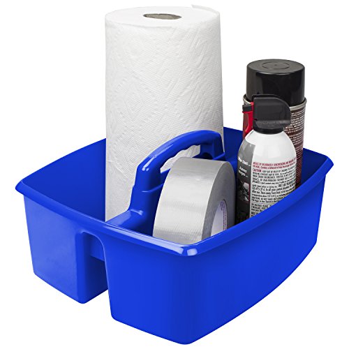 Storex 2-Compartment Large Caddy – Multipurpose Classroom Organizer with Handle, Blue, 6-Pack (00953U06C) - color: Blue, size: 6-Pack, style: Large