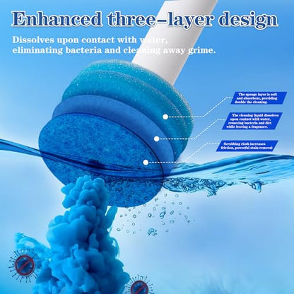 PeiTuSangJin Disposable Toilet Brush Wand kit,Auto-Ejecting32 Refills | 360° Dead-Angle-Free Cleaning,3 Air-Purifying Scent Rings,Wall-Mounted Disposable Toilet Brush(1+32) - color: 1-32 Replacement Heads
