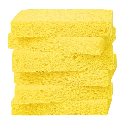 Cellulose Sponges,Heavy Duty Scrub Kitchen Sponge,Clean Tough Messes Without Scratching Sponges Kitchen Yellow (6 Pack) - color: Yellow, size: 6 Count (Pack of 1)