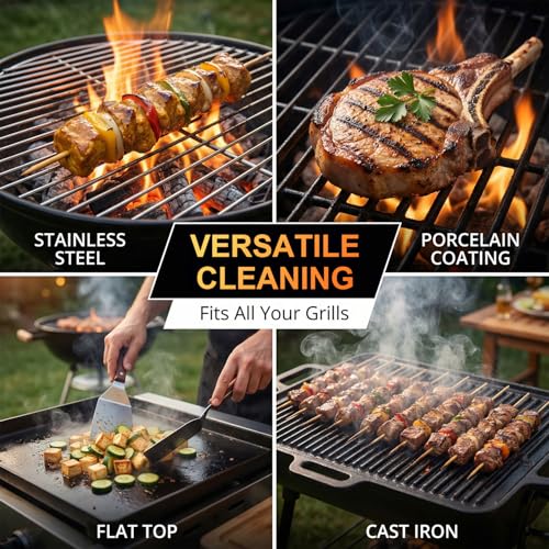 Electric Grill Brush for Outdoor, 2026 BBQ Grill Cleaner with Digital Display, Variable Speed Cordless Grill Brush, Waterproof & Replaceable Heads Grill Cleaning Brush for Barbecue Grates