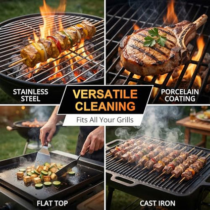 Electric Grill Brush for Outdoor, 2026 BBQ Grill Cleaner with Digital Display, Variable Speed Cordless Grill Brush, Waterproof & Replaceable Heads Grill Cleaning Brush for Barbecue Grates