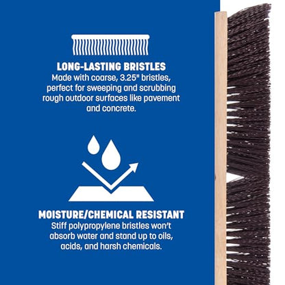 SPARTA Flo-Pac Plastic Floor Sweep, Crimped Sweep with Brace 24" for Cleaning, 24 Inches, Maroon, (Pack of 12)