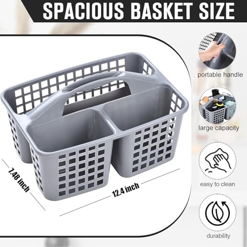 Haundry Plastic Shower Caddy Basket with 3 Compartments, Portable Divided Cleaning Supply Storage Organizer with Handle (Grey) - color: A Style-Grey