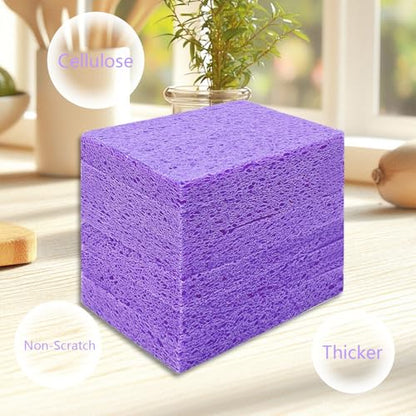Cellulose Sponges, Large Size 4" x 6" x 1" - Heavy Duty Scrub Kitchen Sponge, Clean Tough Messes Without Scratching Kitchen Cleaning Pads, Pop Up Eco DIY (6 Pack), Purple - color: Purple