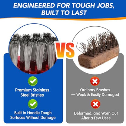 Wire Scrub Brush Head for EasyWring 1-Tank System, Stainless Steel Wire Bristle Scrubber Attachment for Concrete, Bathroom, Garage, Patio, Deck & Tough Stain Scrubbing, 1 Pack - size: Wire Brush-1TANK-1PC