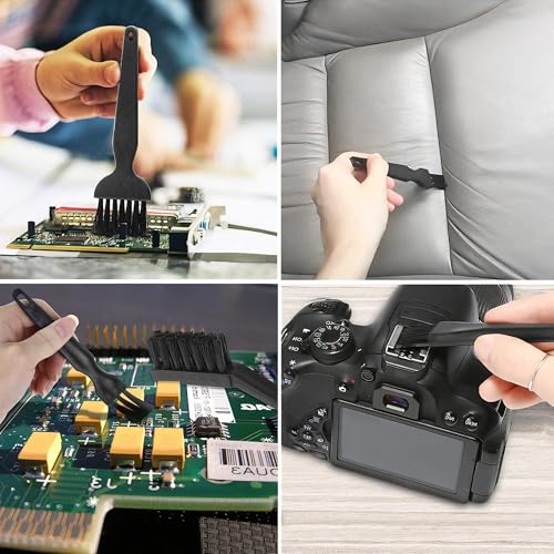 Keyboard Cleaning Kit, 9-Piece Black Detail Brush Set for Keys Vents and Screens, Soft Bristles for Laptop Desktop Office Gear, Compact Storage for Home and Travel Use - size: Large