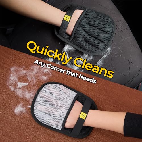 2Pcs Pet Hair Removal Glove – Reusable 5-Finger Electrostatic Fur Remover for Cats & Dogs – Washable Multi-Surface Cleaning Glove (2Pcs_Black & Gray) - color: 2Pcs_Black & Gray