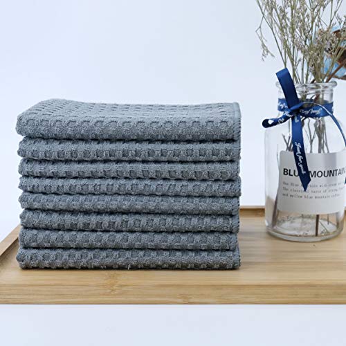 POLYTE Ultra Premium Microfiber Kitchen Dish Cloth Waffle Weave, 8 Pack (12x12 in, Gray) - color: Gray, size: 12x12 in