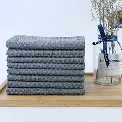 POLYTE Ultra Premium Microfiber Kitchen Dish Cloth Waffle Weave, 8 Pack (12x12 in, Gray) - color: Gray, size: 12x12 in