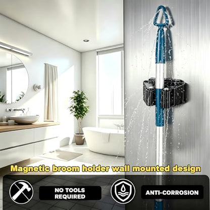 Magnetic Broom and Mop Holder Wall Mount,Black 2 Pack | Heavy duty strong magnetic broom Gripper,no drill removable,9 lbs load,fits 0.6–1.5in handles,RV kitchen garage storage - size: 2 Pack B