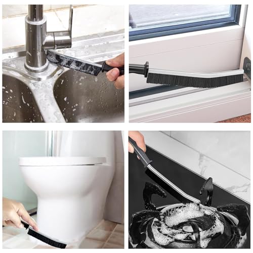 Toilet Brush, Deep Cleaner Silicone Toilet Brushes with Long Handle, Toilet Rim Corner Crevice and Tile Grout Groove Gap Cleaning Brush for Home, Bathroom, Shower, Small Spaces