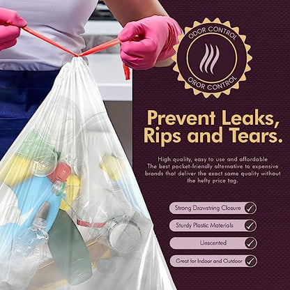 PAMI Recycling Tall Kitchen Drawstring Trash Bags- Extra-Strong Plastic Garbage Bags- Thick Trash Can Liners For Kitchen & Outdoor Bins- 2ft x2ft Unscented Trash Bags (30 Gallon – 35 Count – Clear) - style: 30 Gallon – 35 Count – Clear