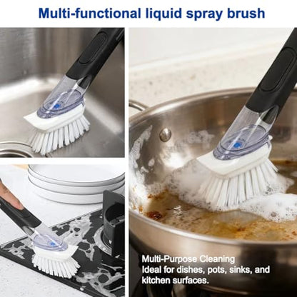 CELOX Dish Brush with Soap Dispenser, Soap Dispensing Dish Brush for Pot Pan Sink Cleaning