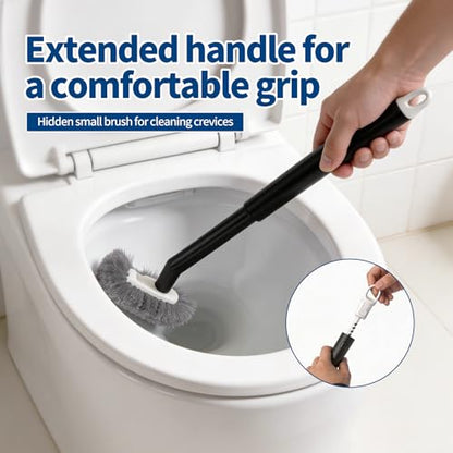 Toilet Bowl Brush and Holder Set, Premium Quality, Wall-Mounted Toilet Scrubber,Solid Handle and Durable Bristles for Bathroom Cleaning,Black(2 Replacement Brush Heads in 1 Pack)