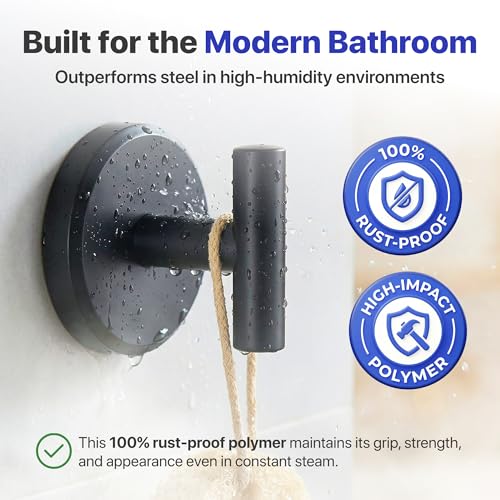 HOME SO Suction Cup Hooks for Shower & Bathroom Towel Holder 2-Pack – Suction Cups Hooks for Hanging Towels, Robes, & Coats - Tiles, Glass Door or Mirror – Shower Hooks & Towel Hooks - Black T-Shape - style: Matte Black