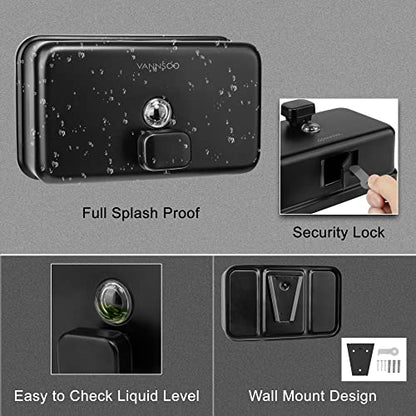 Wall Mounted Hand Soap Dispenser Bathroom, 1200ml 40oz Commercial Stainless Steel Black Liquid Soap Dispenser Wall Mount (Horizontal Black) - color: Horizontal Black