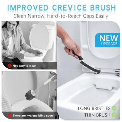 Magiware Hard Bristle Crevice Cleaning Brushes for Household Use - 2025 New Thin Scrub Brush Set, Small Cleaning Tool for Narrow Spaces, Kitchen,Toilet, Bathroom,Window, Faucets, Car Gaps (Model 1) - style: SERRATED & STRAIGHT