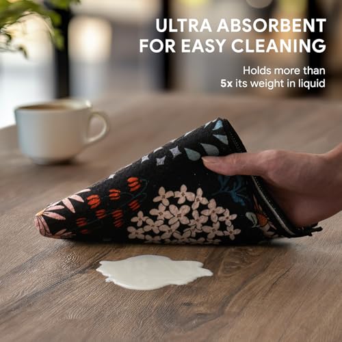 RECYCO Waffle Kitchen Towel Set of 2 - Quick Dry Microfiber Sustainable Dish Towels - Ultra Absorbent Reusable Cleaning Tea Towels - Lightweight Hand Towels,16”x 28”, Enchanted Bloom - color: Enchanted Bloom