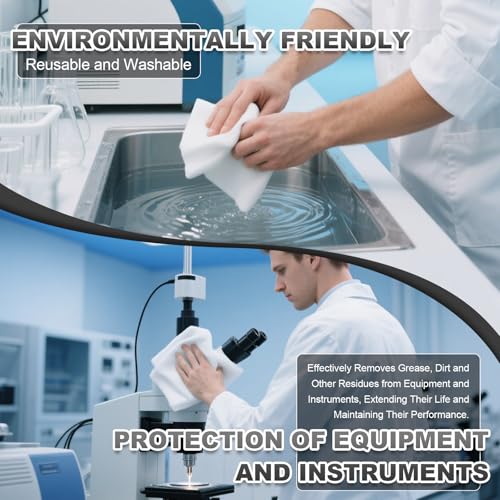 Cleanroom Wipers 9"x9"(50 Pcs, 100% Polyester, Class 100, 120GSM) Double Knit 100% Lint Free Cloths with Ultra-fine Filaments, Laser Sealed Edge Ultra-Soft Wipers - size: 9"x9" (Pack of 50)