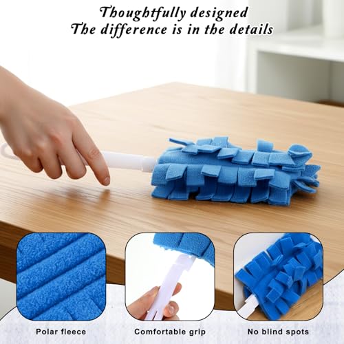 3PCS Reusable Duster Refills Washable Reusable 360° Electrostatic Microfiber Pads Fleece Duster Refill with 1Handle Fleece Duster-Refills Cleaning Pads for Home Furniture Fans Blinds Car Pet
