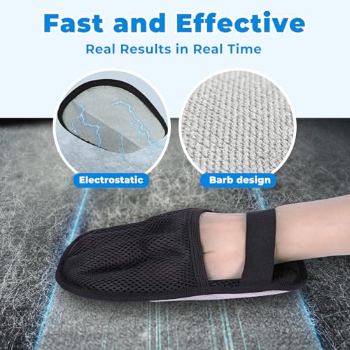 GRENTY 2 PCS Pet Hair Removal Glove for Dogs & Cats, Upgraded Five-Finger Electrostatic Magic Brush Pet Hair Remover, Pet Hair Removal Tools for Clothing, Carpet, Sofa Gaps, Car Seat